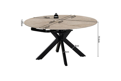 NEW - Uitschuifbare tafel 'Athéna' Rond 140-140x90 cm steen Shakspear Beige (2c) - foto 9