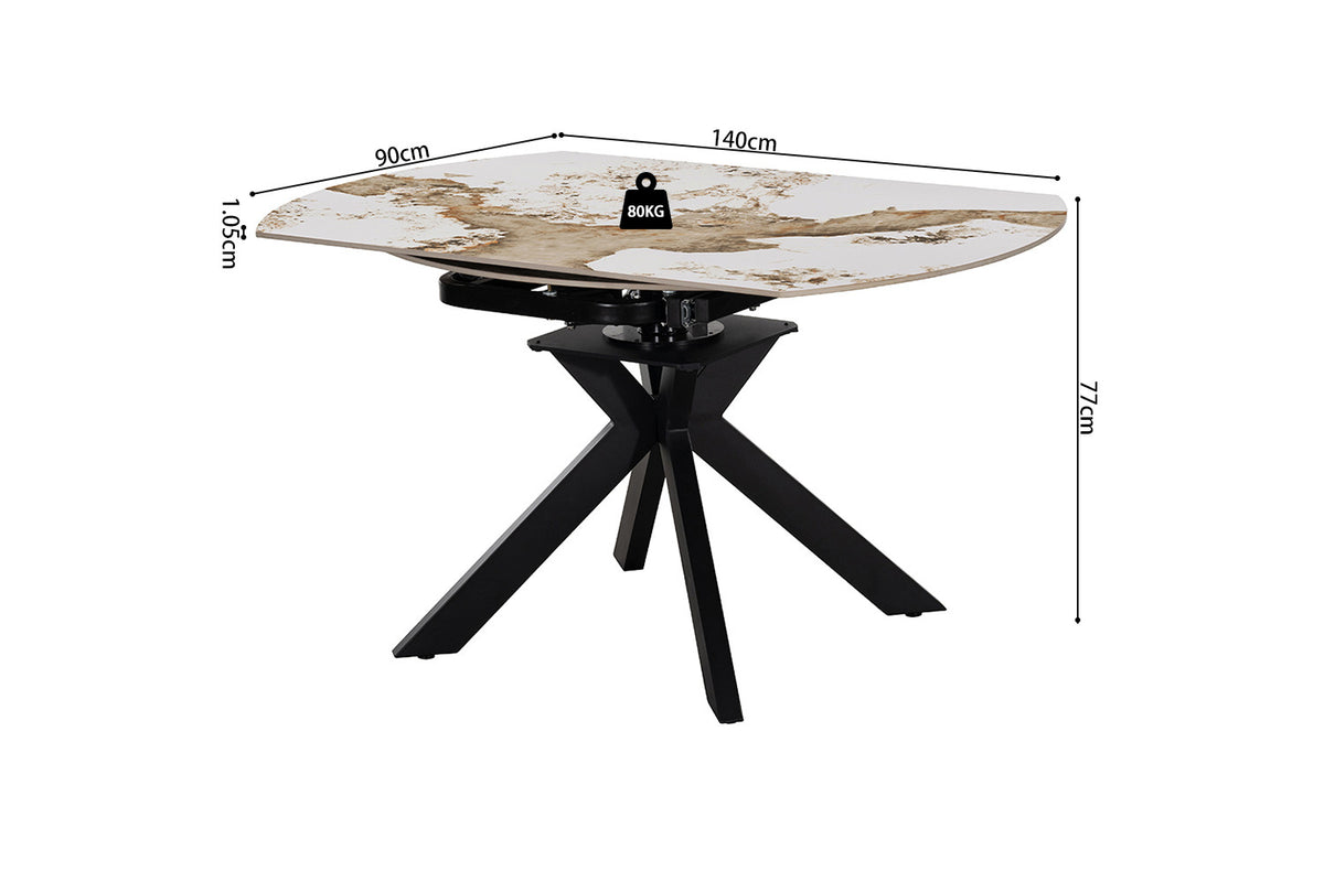 NEW - Uitschuifbare tafel 'Athéna' Rond 140-140x90 cm Glanz. steen Pandora (2c) - foto 10