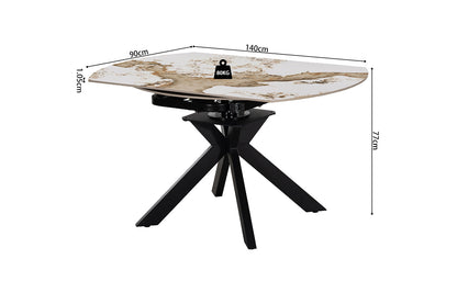 NEW - Uitschuifbare tafel 'Athéna' Rond 140-140x90 cm Glanz. steen Pandora (2c) - foto 10