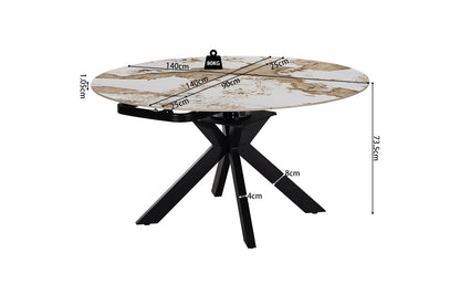 NEW - Uitschuifbare tafel 'Athéna' Rond 140-140x90 cm Glanz. steen Pandora (2c) - foto 9