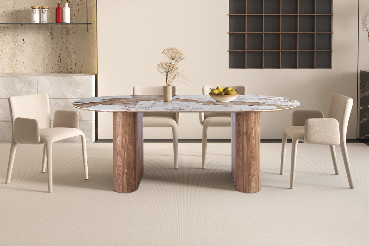 NEW - Tafel 'Evora' 210 cm Glanzend Steen Pandora (2c)