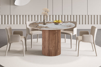 NEW - Tafel 'Evora' 120 cm Rond Glanzend Steen Pandora (2c)