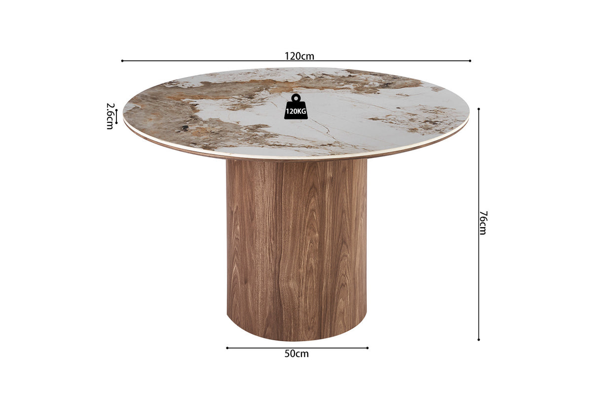 NEW - Tafel 'Evora' 120 cm Rond Glanzend Steen Pandora (2c) - foto 6