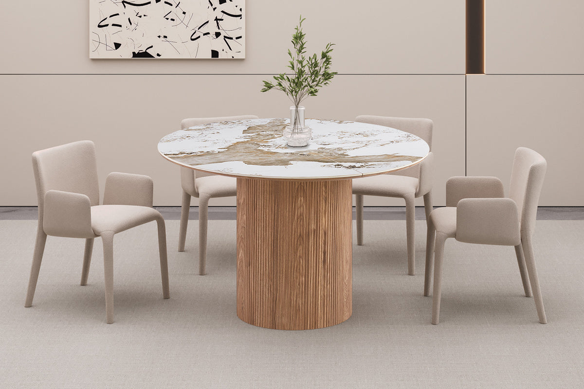 NEW - Uitschuifb. Tafel 'Evora' 120-160-200 cm Glanzend Steen Pandora (3c)