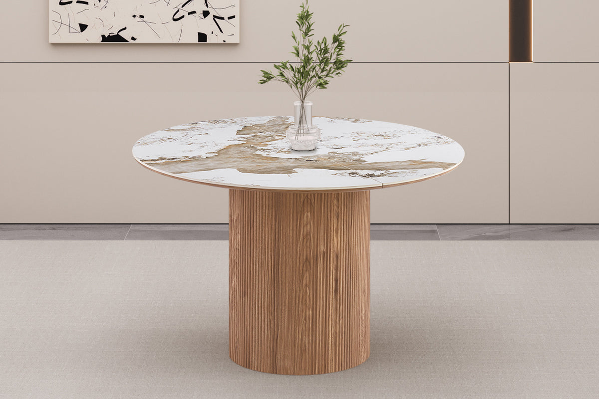 NEW - Uitschuifb. Tafel 'Evora' 120-160-200 cm Glanzend Steen Pandora (3c) - foto 3