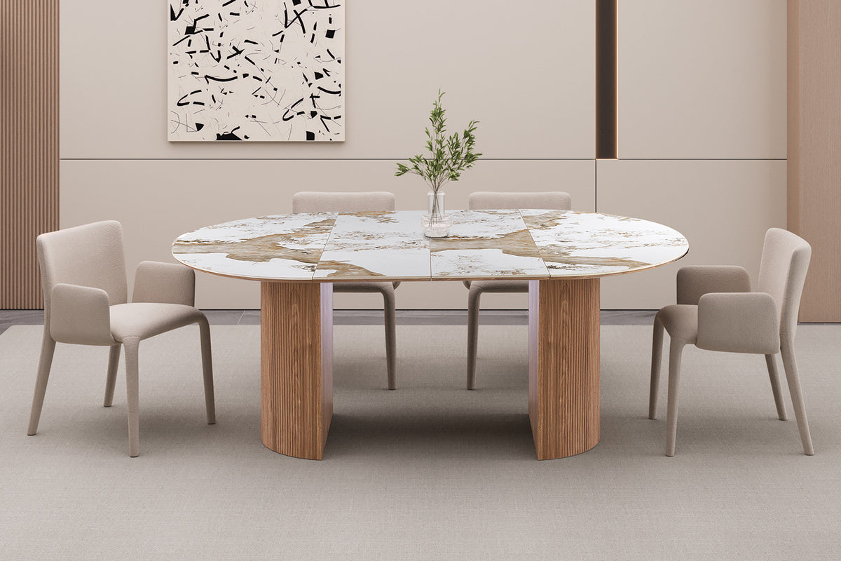 NEW - Uitschuifb. Tafel 'Evora' 120-160-200 cm Glanzend Steen Pandora (3c) - foto 5