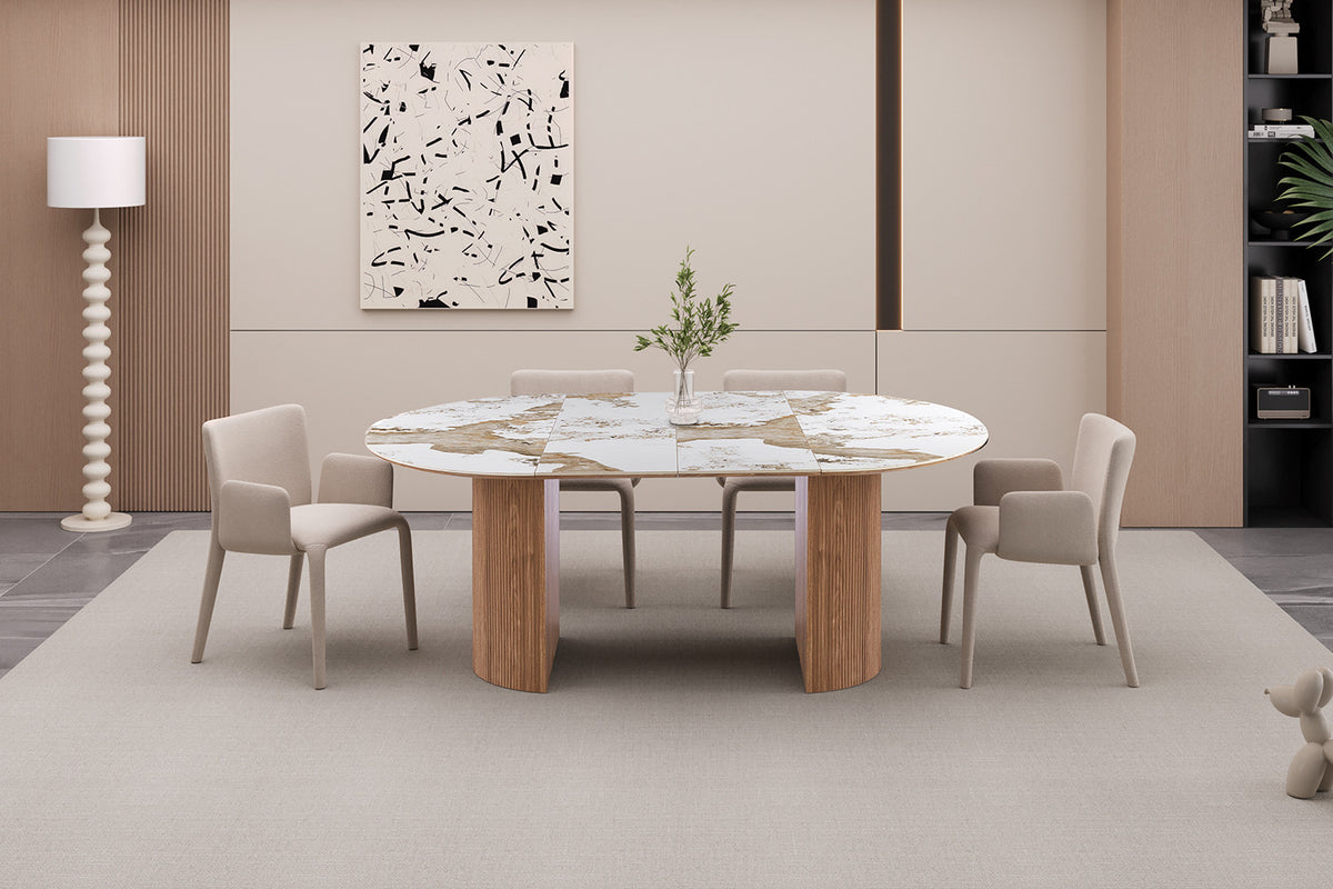 NEW - Uitschuifb. Tafel 'Evora' 120-160-200 cm Glanzend Steen Pandora (3c) - foto 6