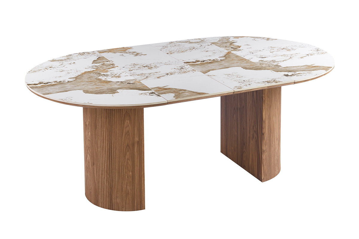 NEW - Uitschuifb. Tafel 'Evora' 120-160-200 cm Glanzend Steen Pandora (3c) - foto 9