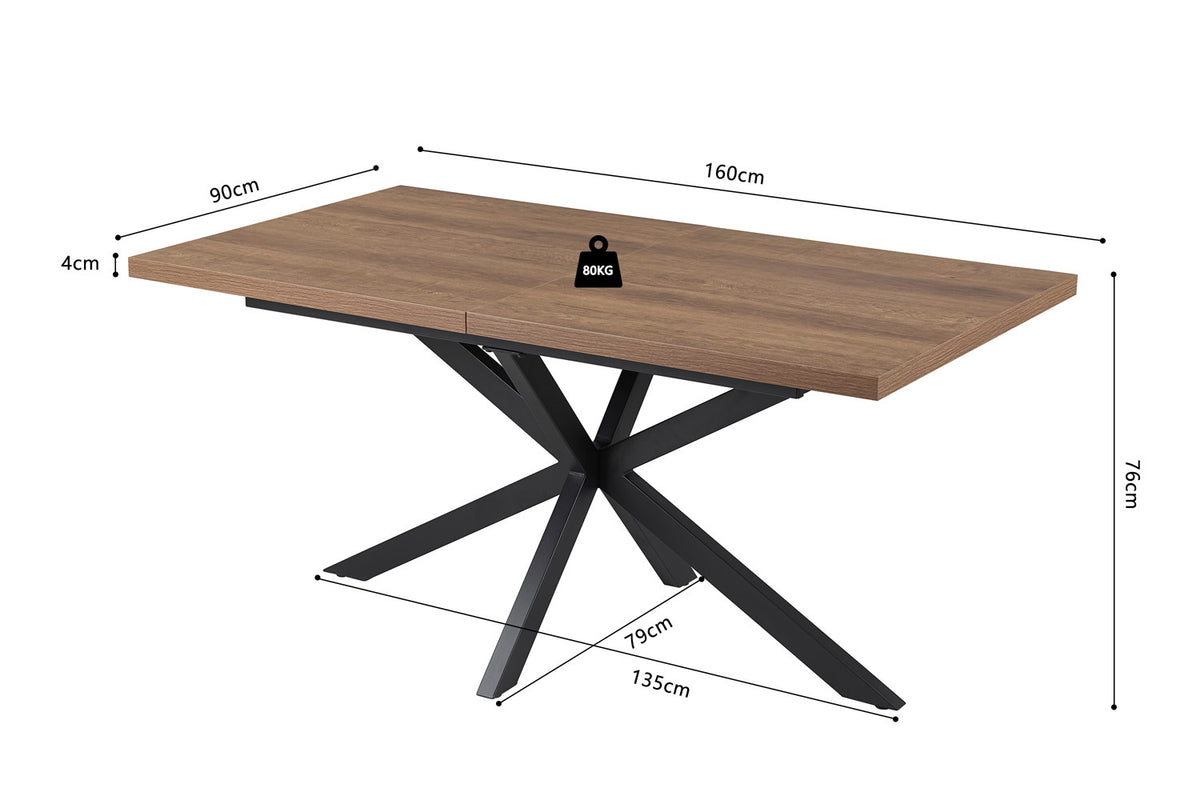 Uitschuifbare tafel 'Kos' 160-200 cm Donkerbruin (2c) - foto 14