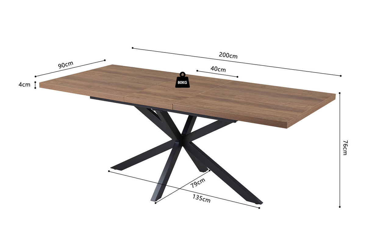 Uitschuifbare tafel 'Kos' 160-200 cm Donkerbruin (2c) - foto 15