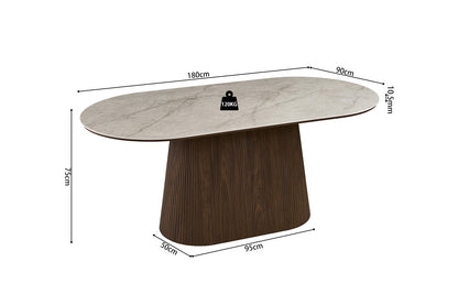 NEW - Tafel 'Vigo' 180 cm Ovaal Decor Donkere Eik Shakespear Beige (2c) - foto 11