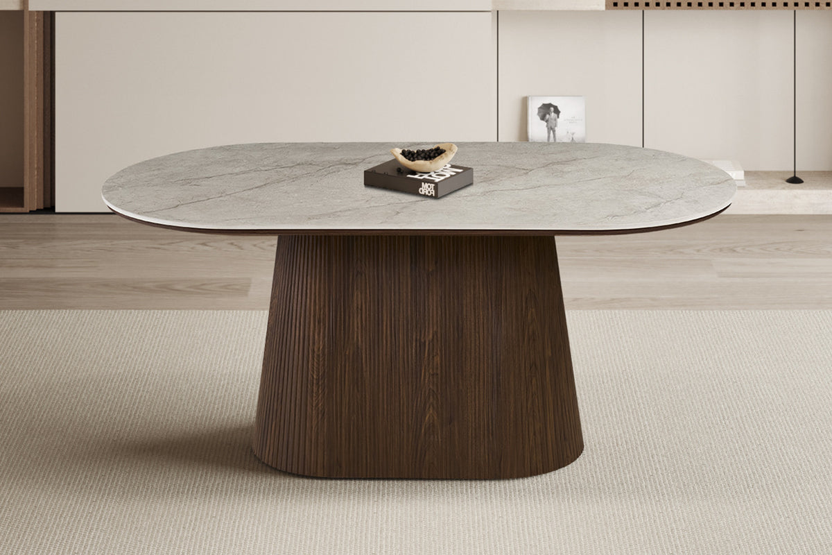 NEW - Tafel 'Vigo' 180 cm Ovaal Decor Donkere Eik Shakespear Beige (2c) - foto 4