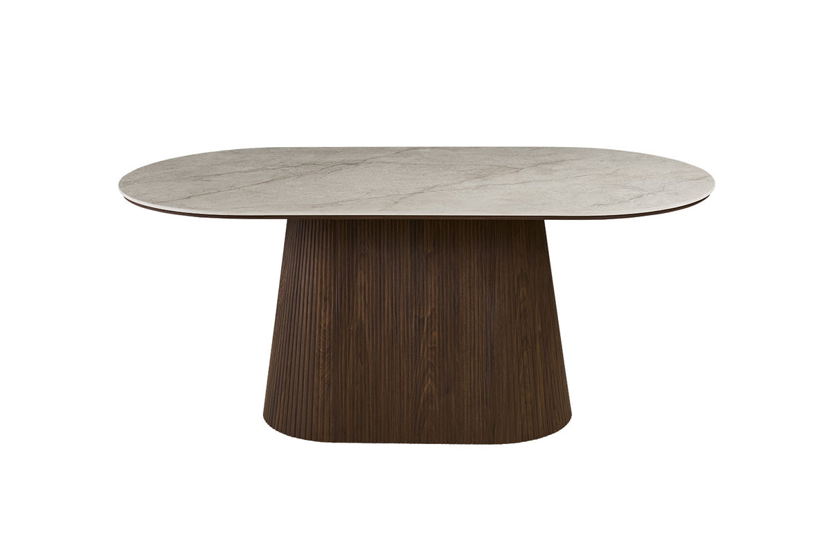 NEW - Tafel 'Vigo' 180 cm Ovaal Decor Donkere Eik Shakespear Beige (2c) - foto 5