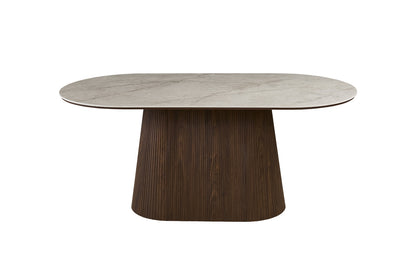 NEW - Tafel 'Vigo' 180 cm Ovaal Decor Donkere Eik Shakespear Beige (2c) - foto 5