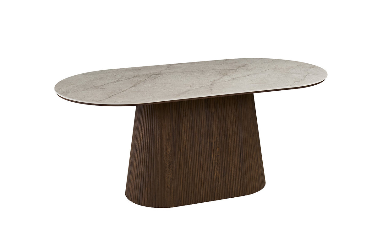 NEW - Tafel 'Vigo' 180 cm Ovaal Decor Donkere Eik Shakespear Beige (2c) - foto 6