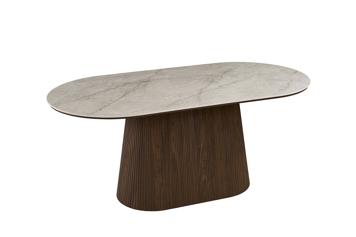 NEW - Tafel 'Vigo' 180 cm Ovaal Decor Donkere Eik Shakespear Beige (2c) - foto 7
