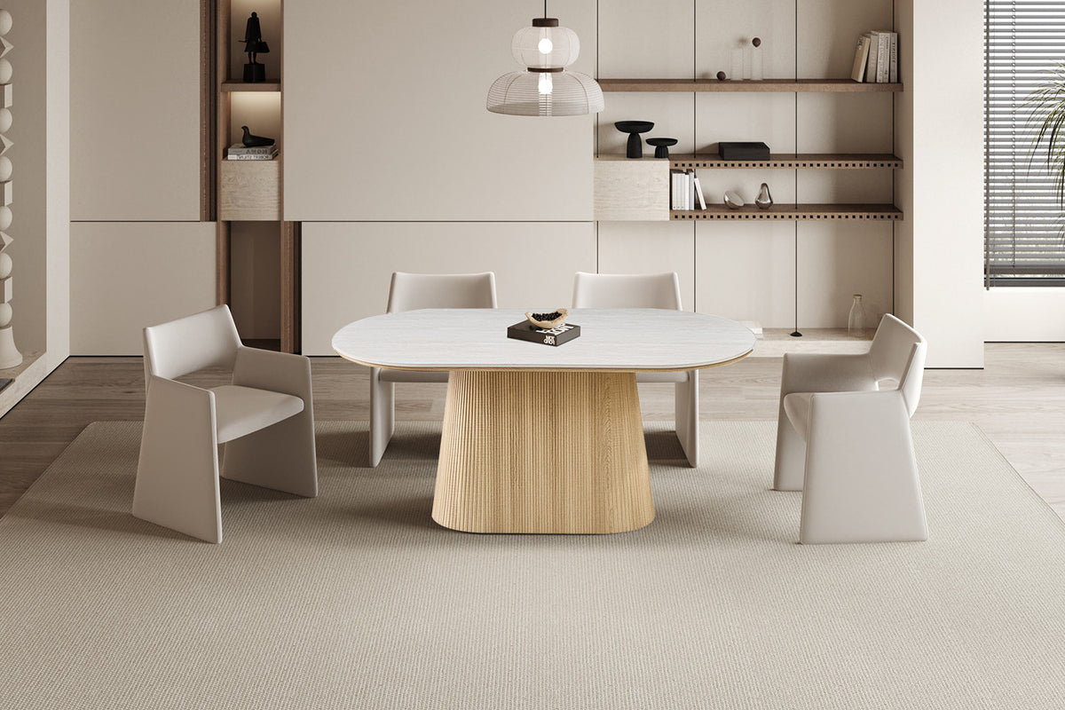NEW - Tafel 'Vigo' 180 cm Ovaal Decor Naturel Eik Baroque Grijs (2c)