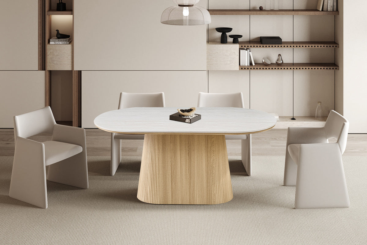 NEW - Tafel 'Vigo' 180 cm Ovaal Decor Naturel Eik Baroque Grijs (2c) - foto 2