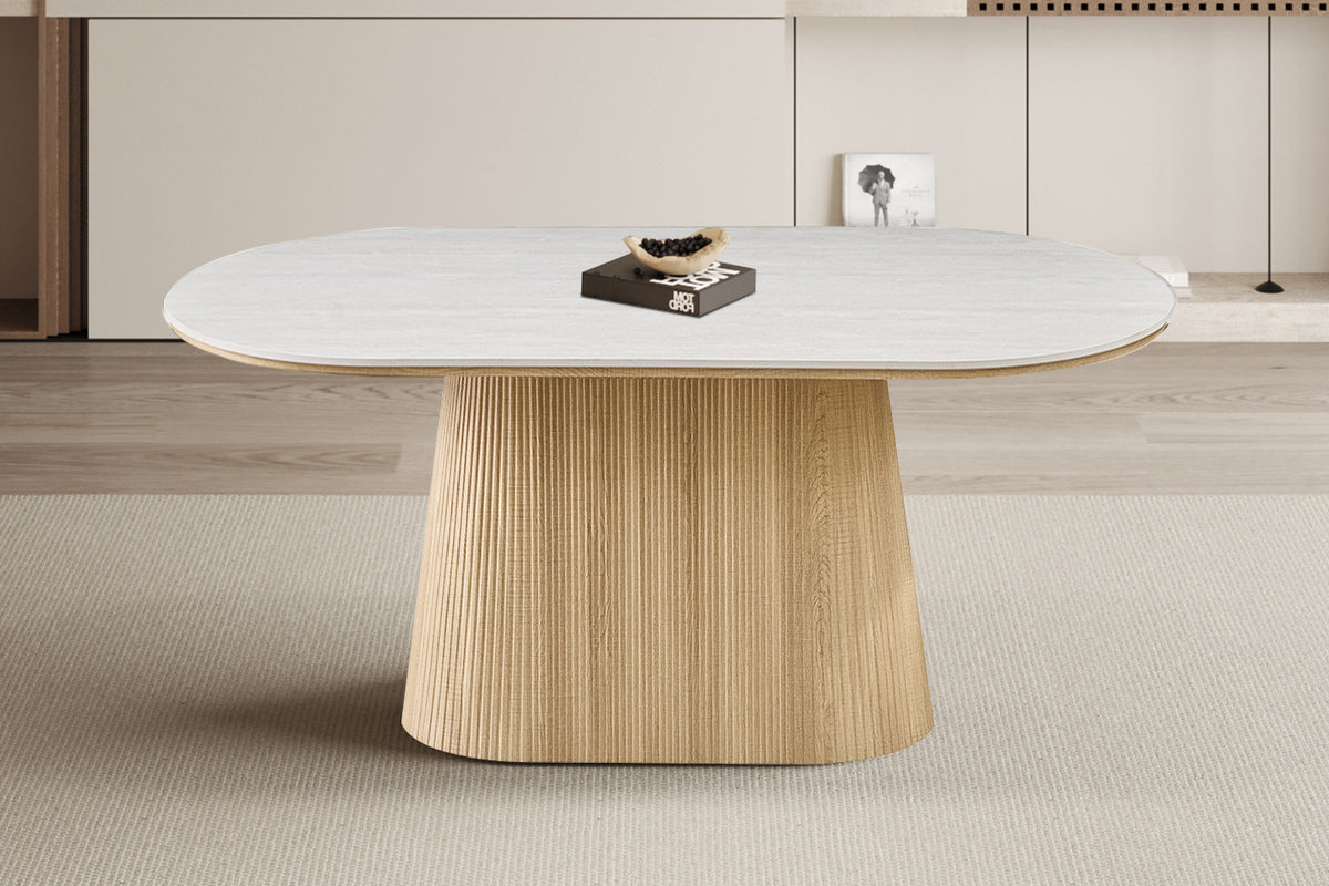 NEW - Tafel 'Vigo' 180 cm Ovaal Decor Naturel Eik Baroque Grijs (2c) - foto 3