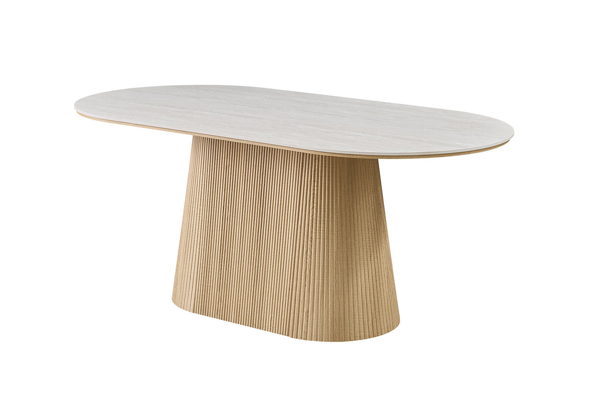 NEW - Tafel 'Vigo' 180 cm Ovaal Decor Naturel Eik Baroque Grijs (2c) - foto 6
