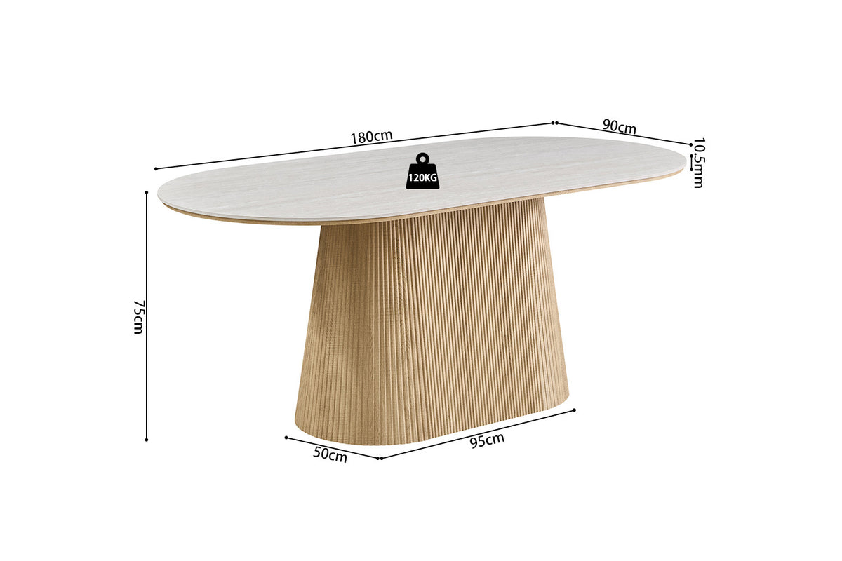 NEW - Tafel 'Vigo' 180 cm Ovaal Decor Naturel Eik Baroque Grijs (2c) - foto 9