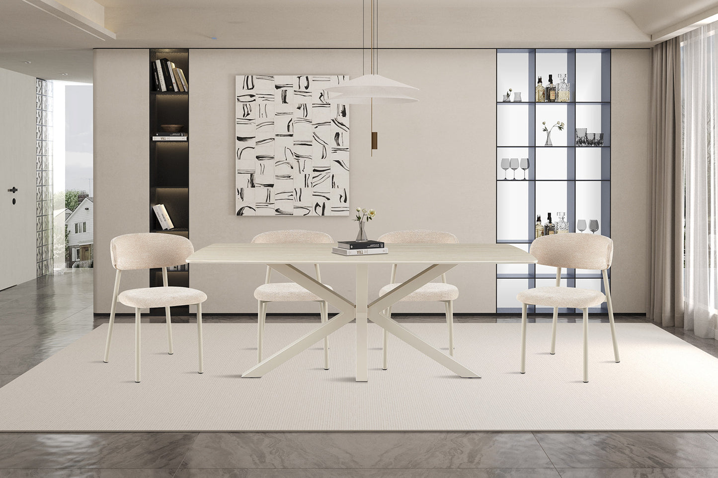 NEW - Tafel 'Noa' 180x90 cm Deens Ovaal Baroque Beige  - Grijs Voet (2c) - foto 2