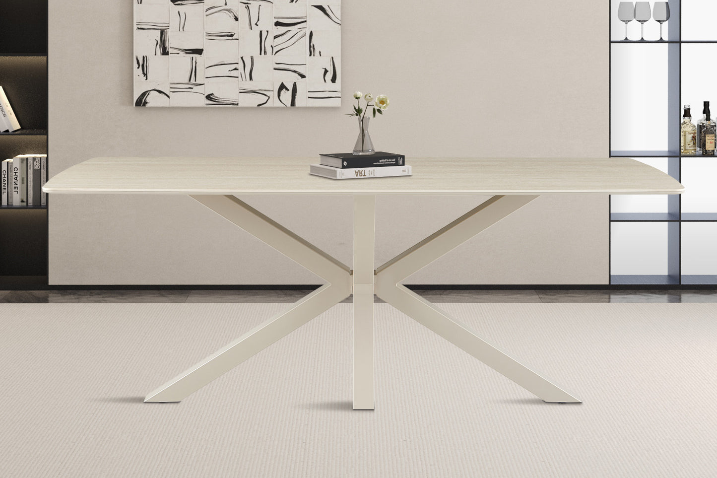 NEW - Tafel 'Noa' 180x90 cm Deens Ovaal Baroque Beige  - Grijs Voet (2c) - foto 3