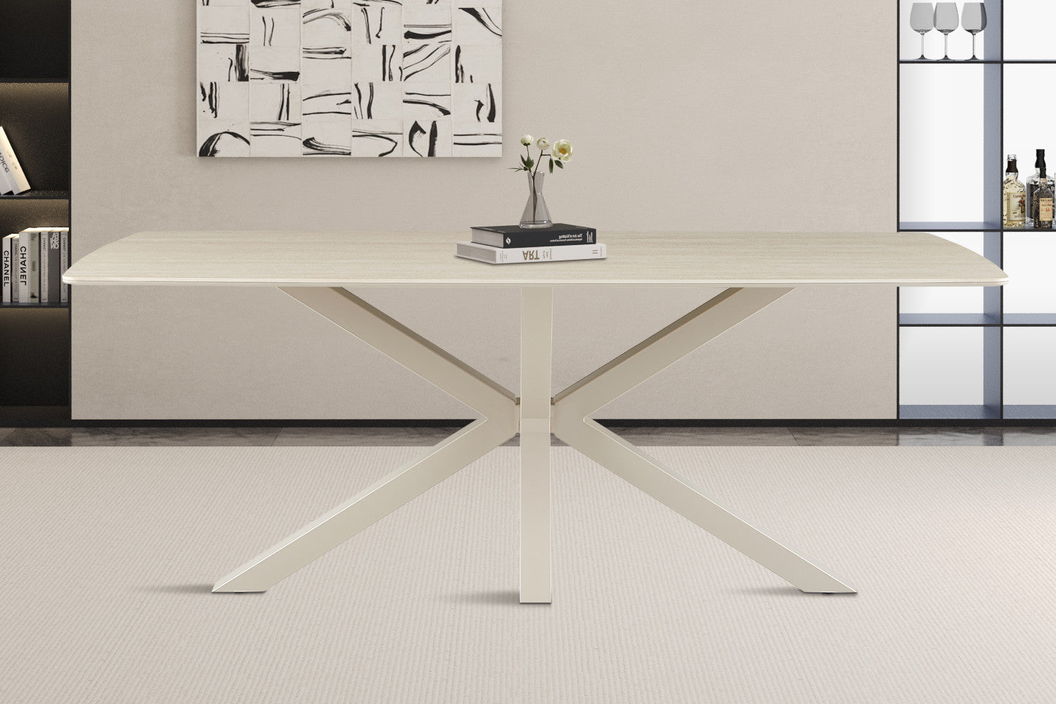 NEW - Tafel 'Noa' 180x90 cm Deens Ovaal Baroque Beige  - Grijs Voet (2c) - foto 3