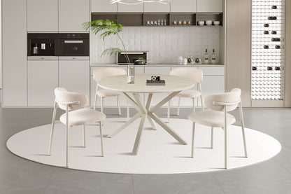 NEW - Tafel 'Noa' 120 cm Rond Baroque Beige - Grijs Voet (2c)