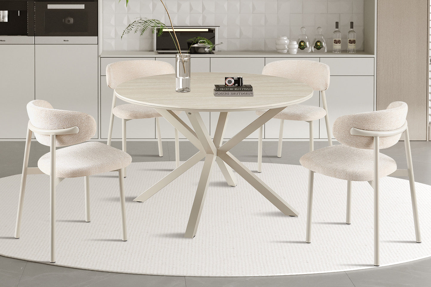 NEW - Tafel 'Noa' 120 cm Rond Baroque Beige - Grijs Voet (2c) - foto 2