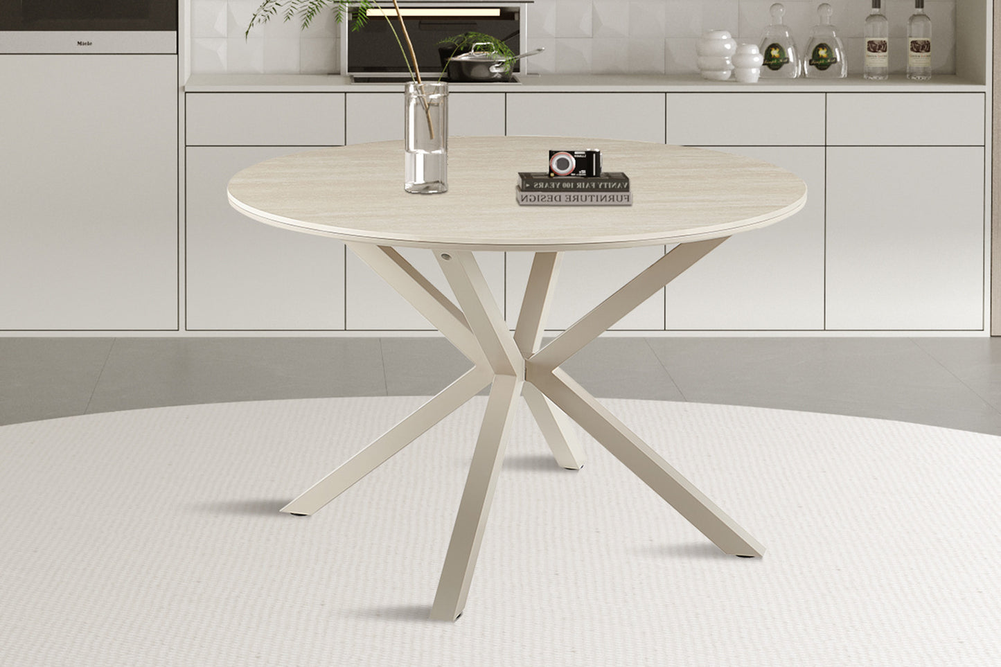 NEW - Tafel 'Noa' 120 cm Rond Baroque Beige - Grijs Voet (2c) - foto 3