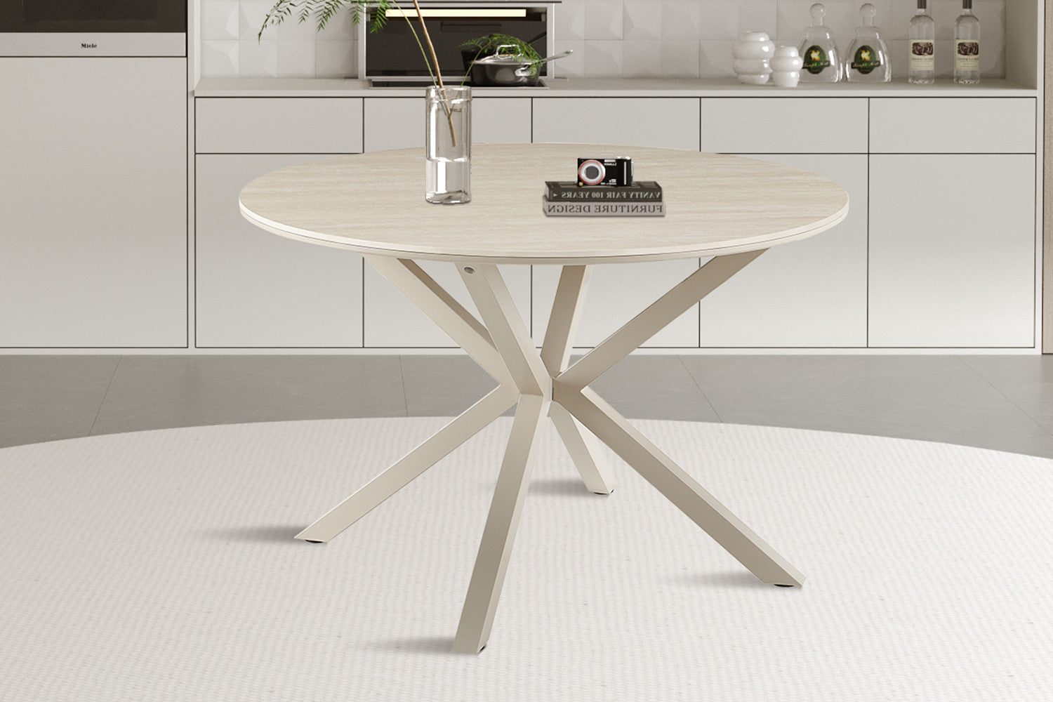 NEW - Tafel 'Noa' 120 cm Rond Baroque Beige - Grijs Voet (2c) - foto 3