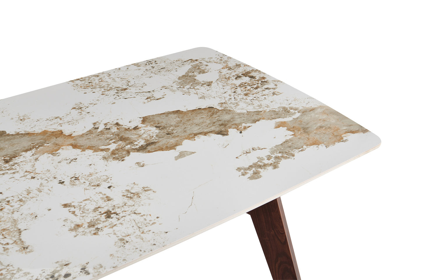 NEW - Tafel 'Alma' 180x90 cm Glanzend Steen Pandora Beige - Voet walnoot (2c) - foto 8