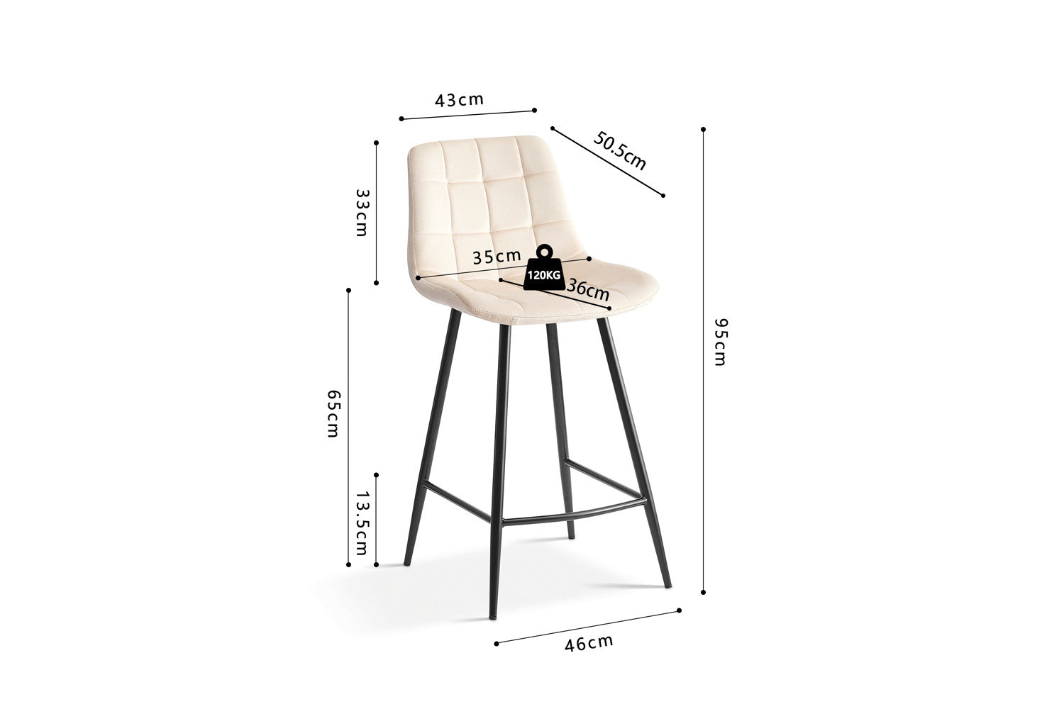 Counterstoel 'Juta' Fluweel Beige (2/doos) - foto 6