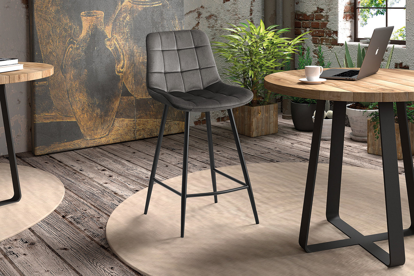 Counterstoel 'Juta' Fluweel Taupe (2/doos) - foto 2