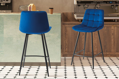 Counterstoel 'Juta' Fluweel Blauw (2/doos)