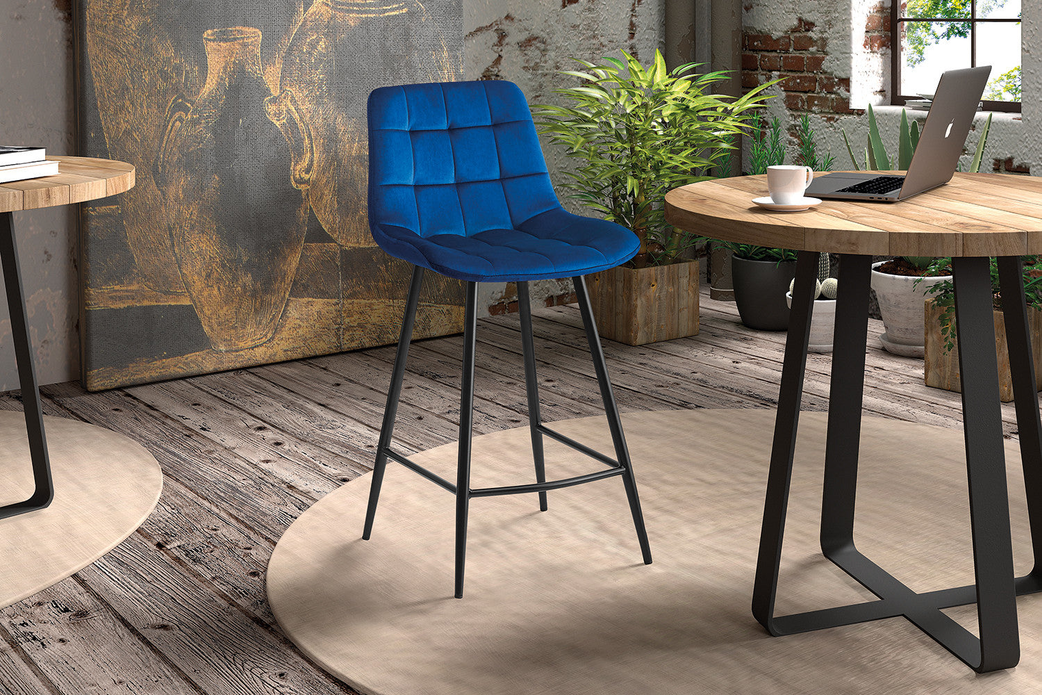 Counterstoel 'Juta' Fluweel Blauw (2/doos) - foto 2