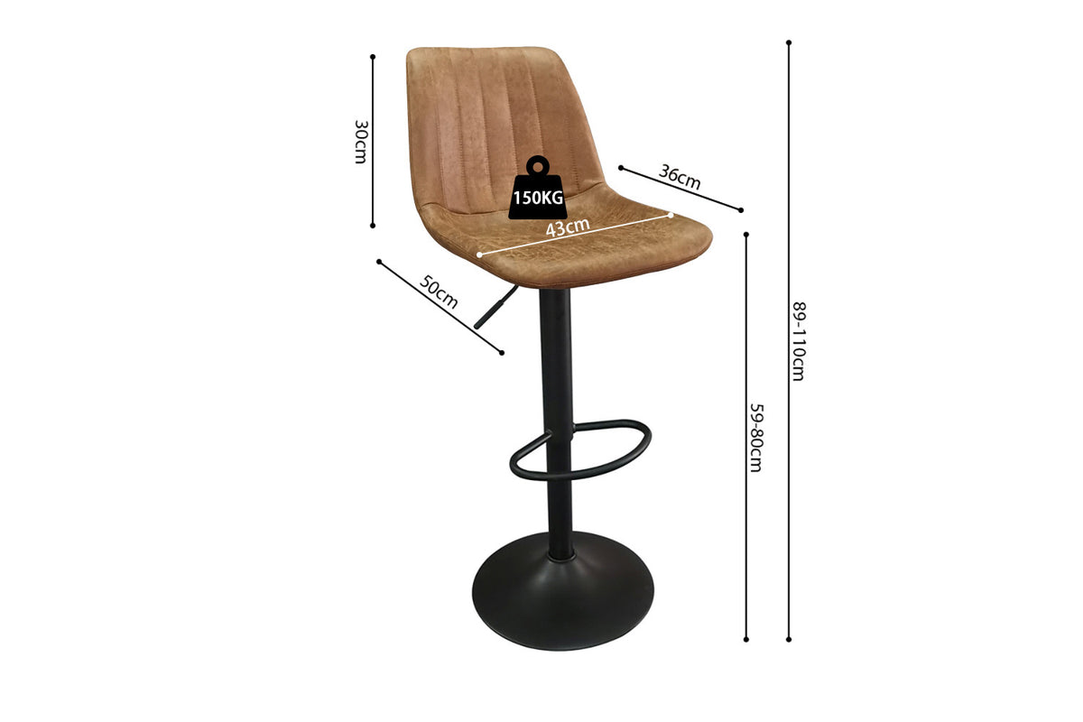 Barstoel 'Barcelona' PU Ote Topper 02 Cognac (2/doos) - foto 8