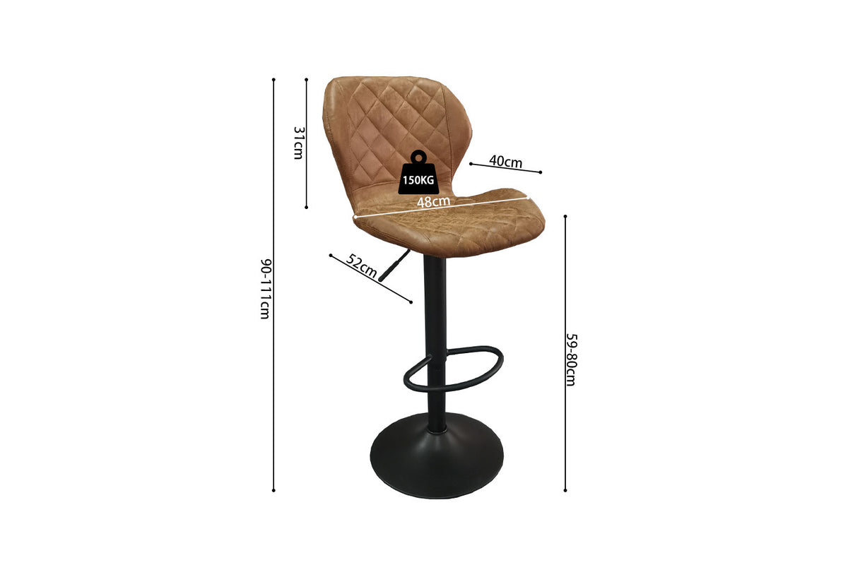 Barstoel 'Malaga' PU Ote Topper 02 Cognac (2/doos) - foto 8