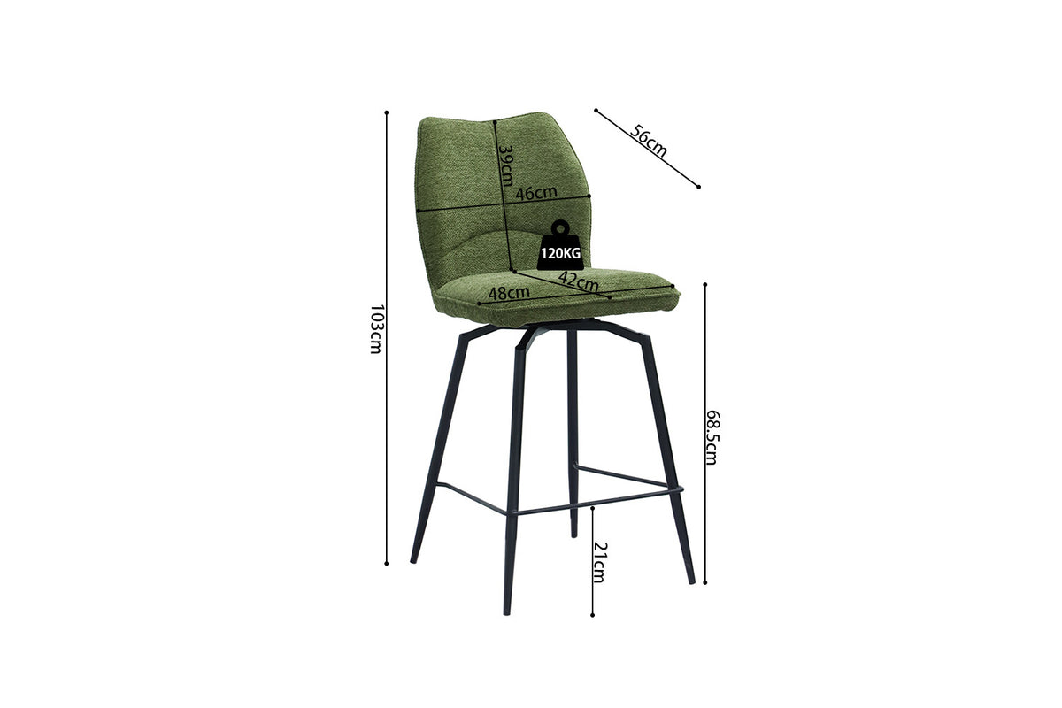Counterstoel 'Lara' Stof Ote Sea 360 Draaibaar Groen (2/doos) - foto 12