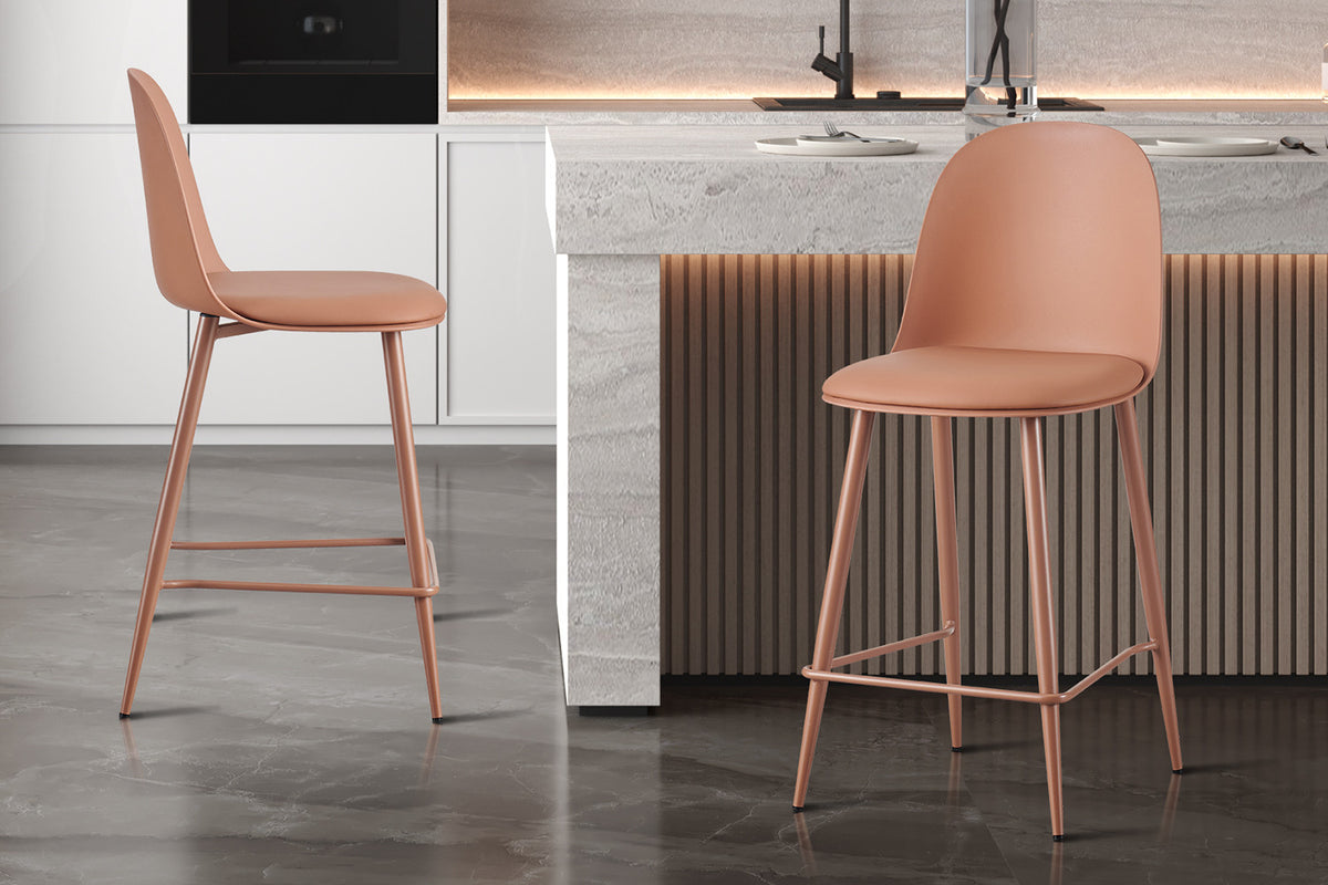 Counterstoel 'Jasmin' Zitting PP kussen PU Terracotta (2/doos)