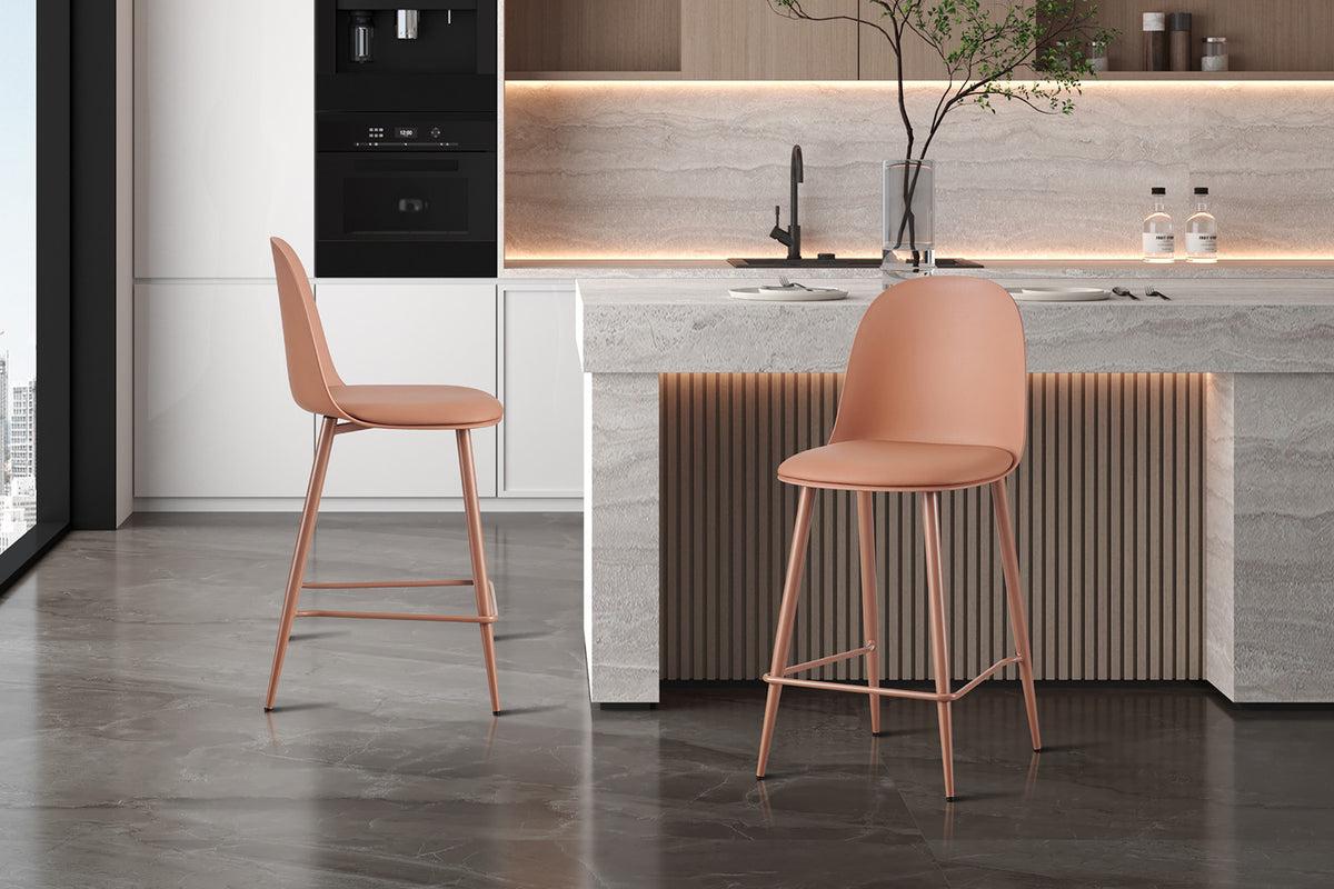 Counterstoel 'Jasmin' Zitting PP kussen PU Terracotta (2/doos) - foto 3