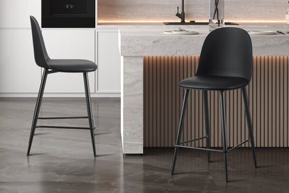 Counterstoel 'Jasmin' Zitting PP kussen PU Zwart (2/doos)