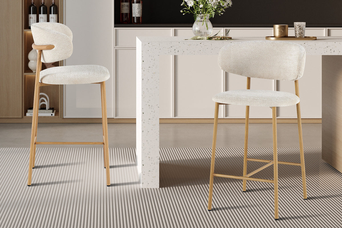 NEW - Counterstoel 'Coco' Naturel - Stof Raven 24 Beige (2/doos)