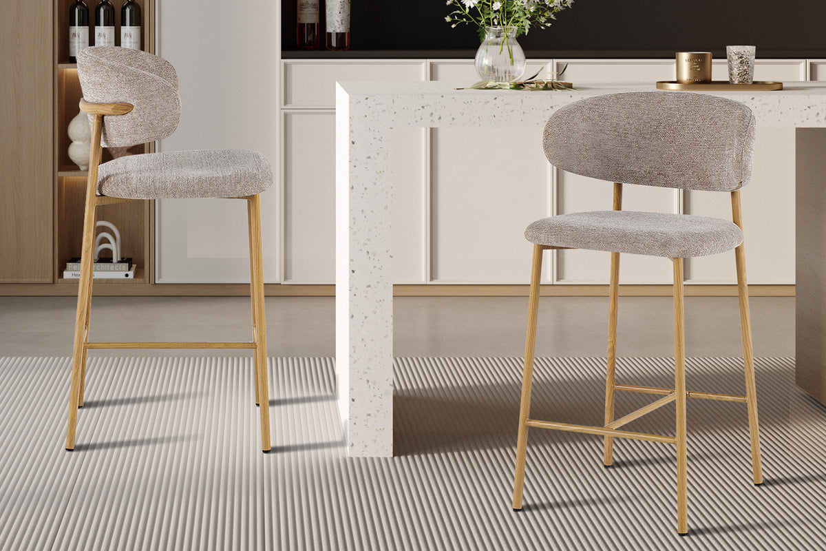 NEW - Counterstoel 'Coco' Naturel - Stof Raven 30 Zand (2/doos)