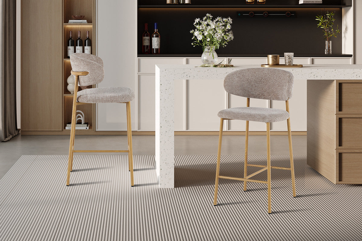 NEW - Counterstoel 'Coco' Naturel - Stof Raven 30 Zand (2/doos) - foto 3