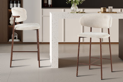 NEW - Counterstoel 'Coco' Walnoot - Stof Raven 24 Beige (2/doos)