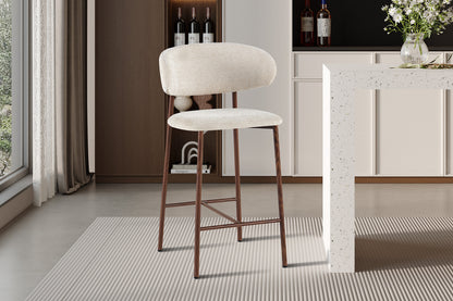 NEW - Counterstoel 'Coco' Walnoot - Stof Raven 24 Beige (2/doos) - foto 2