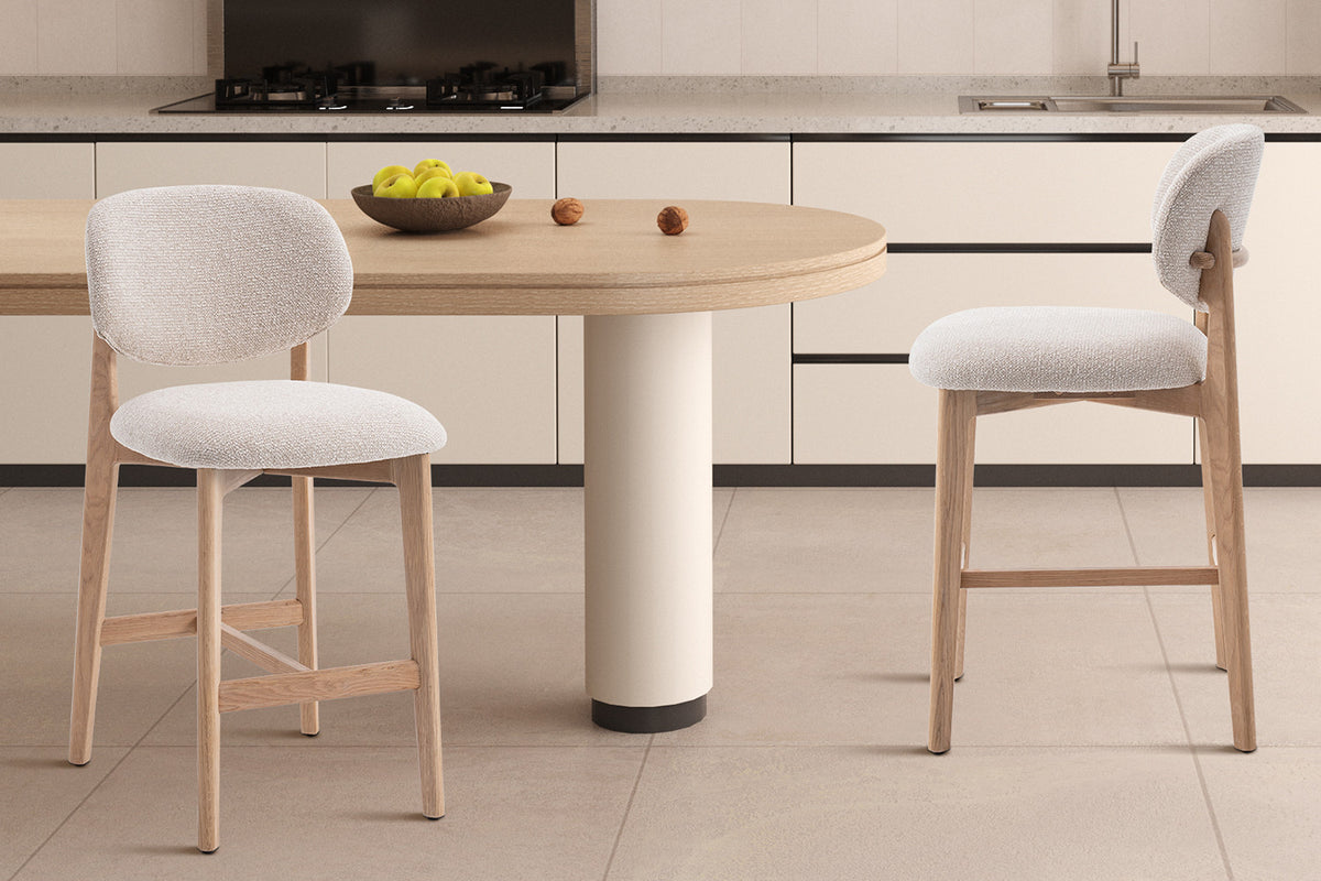 NEW - Counterstoel 'Carmen' Naturel Eik Ote Milan 103 Beige Gemonteerd (1/doos)