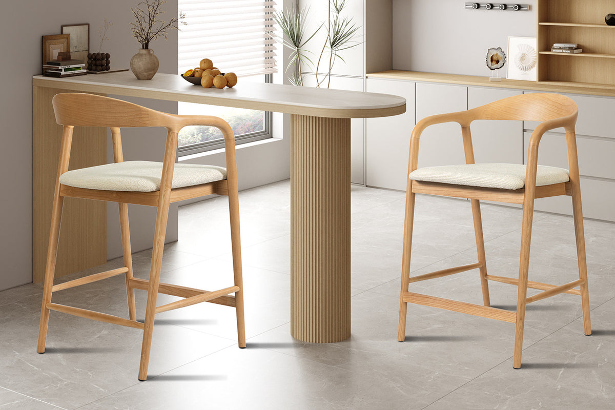 NEW - Counterstoel 'Claire' Essenh. Naturel Milan 103 Beige Gemonteerd (1/doos)